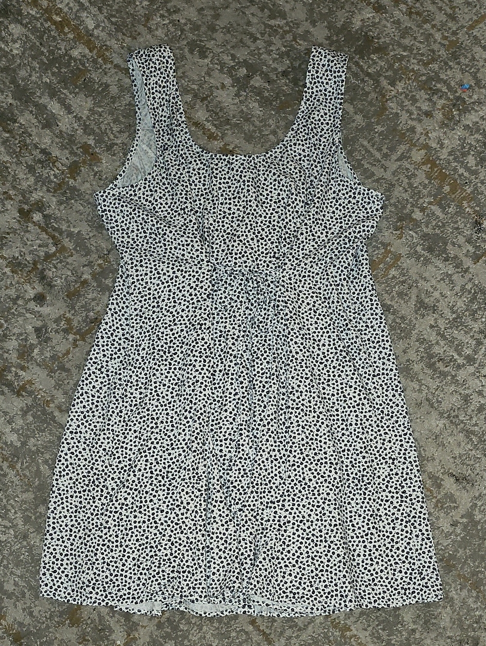Old Navy Fit & Flare Crepe Button Front White & Black Ditsy Floral Sundress XL - Picture 7 of 10